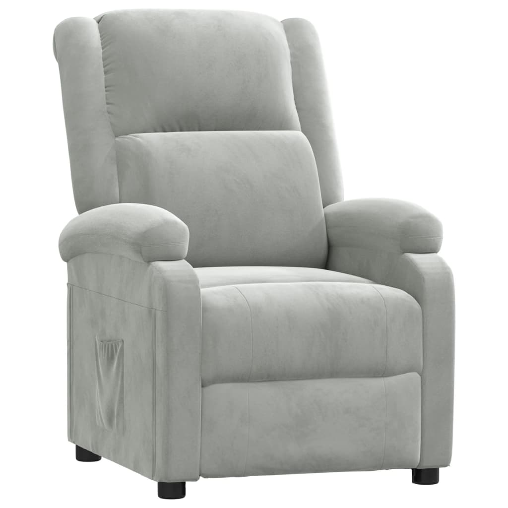 Recliner Chair Light Grey Velvet
