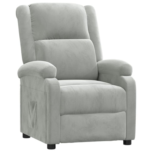 Recliner Chair Light Grey Velvet