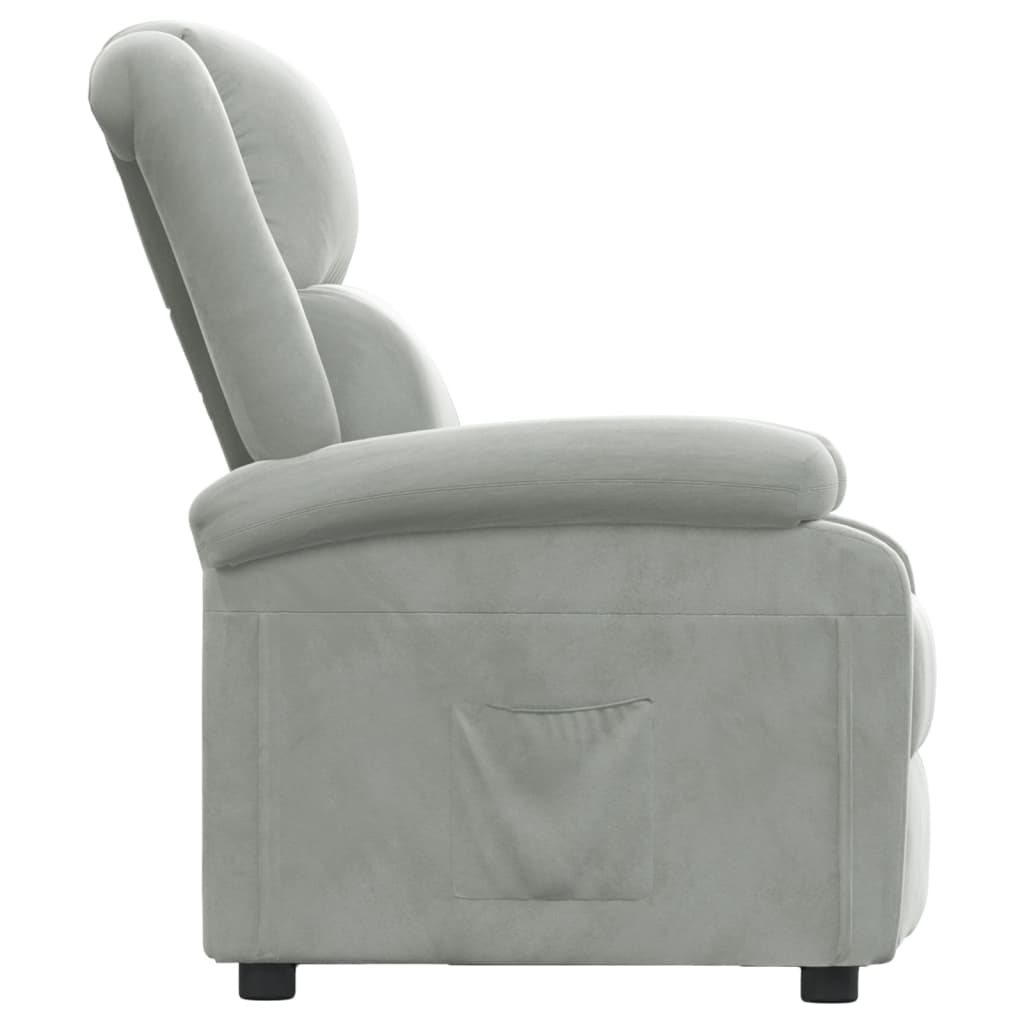 Recliner Chair Light Grey Velvet