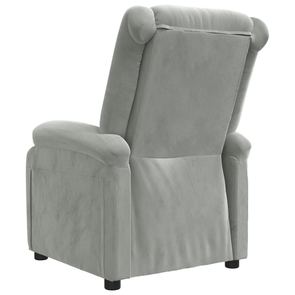 Recliner Chair Light Grey Velvet