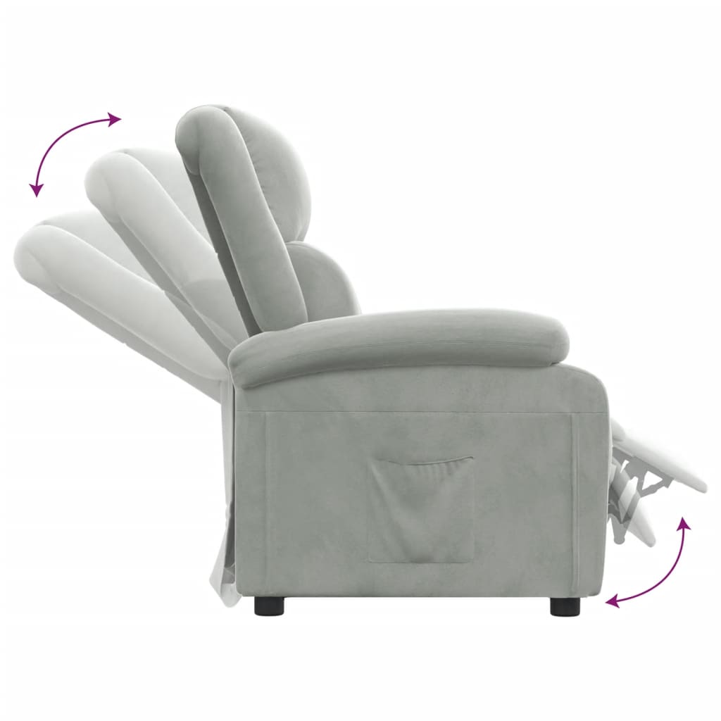 Recliner Chair Light Grey Velvet