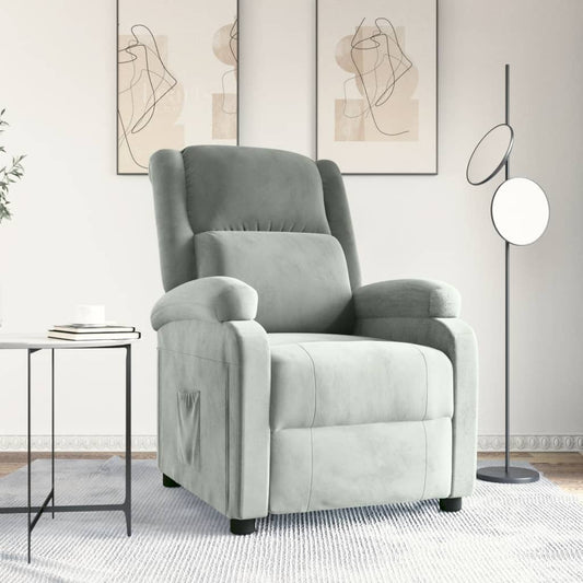 Recliner Chair Light Grey Velvet