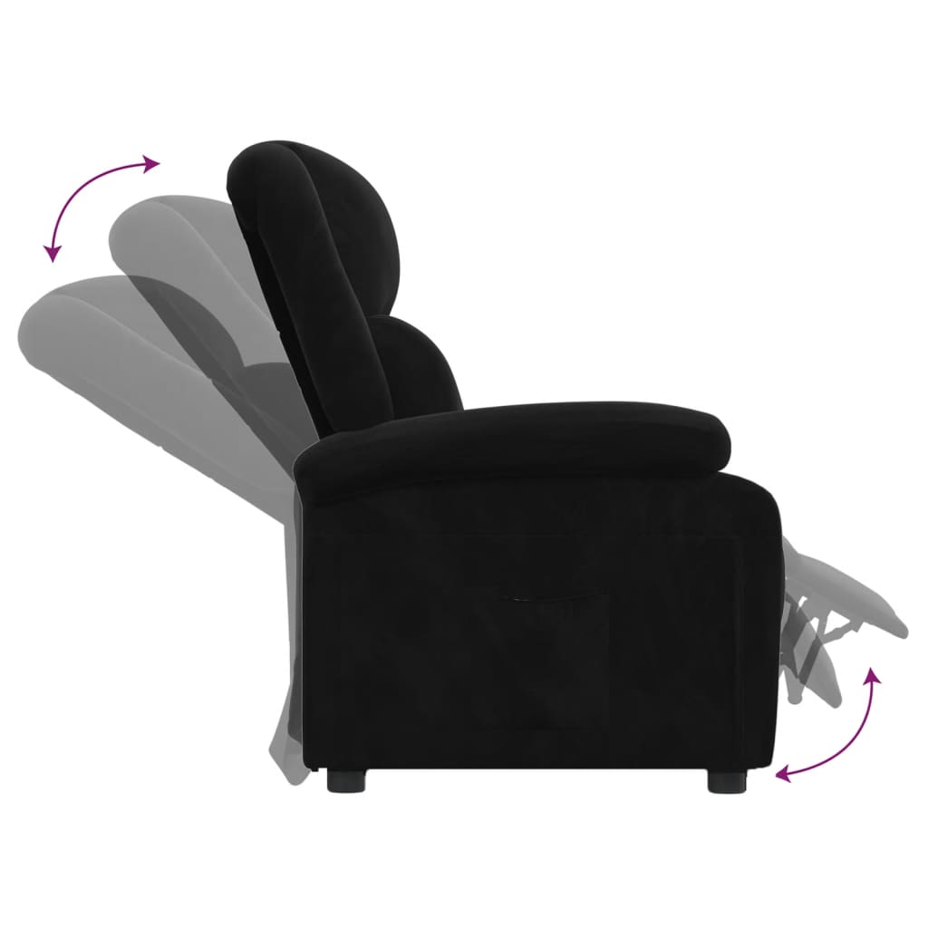 Recliner Chair Black Velvet