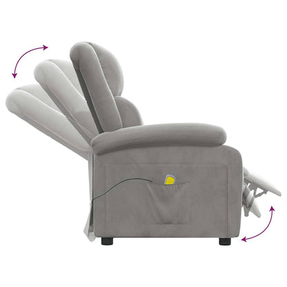 Massage Chair Light Grey Velvet