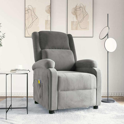 Massage Chair Light Grey Velvet