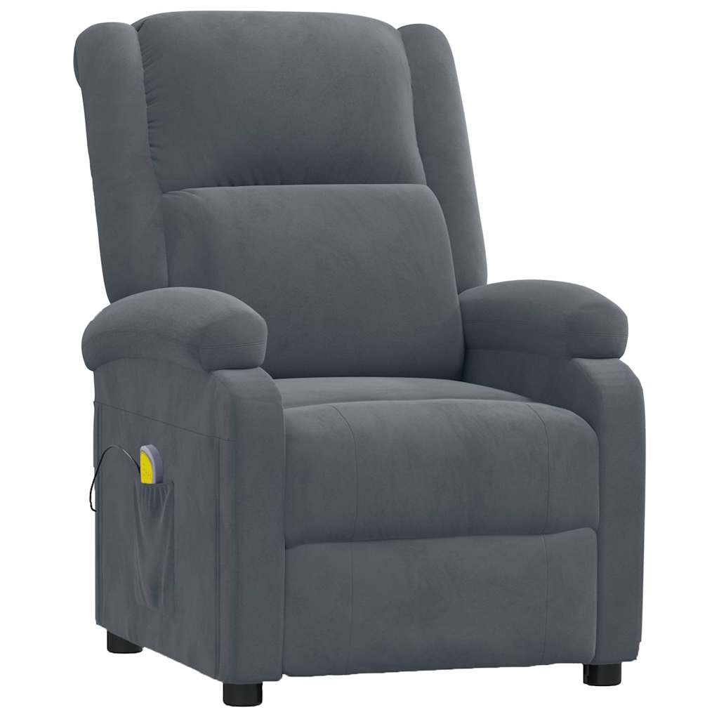 Massage Chair Dark Grey Velvet