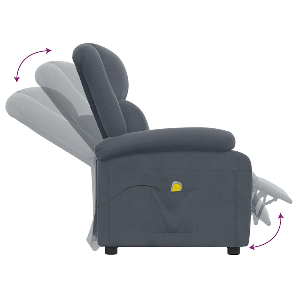 Massage Chair Dark Grey Velvet