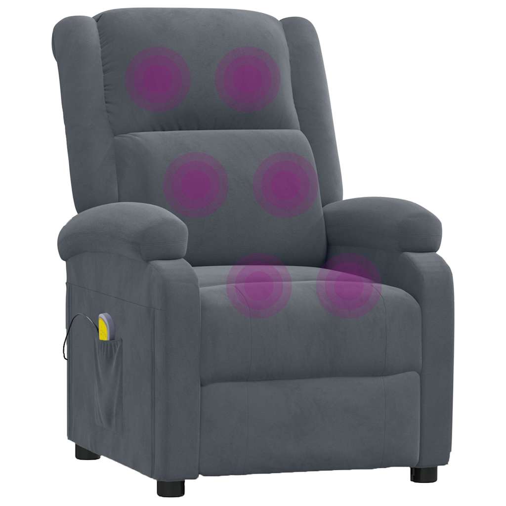 Massage Chair Dark Grey Velvet