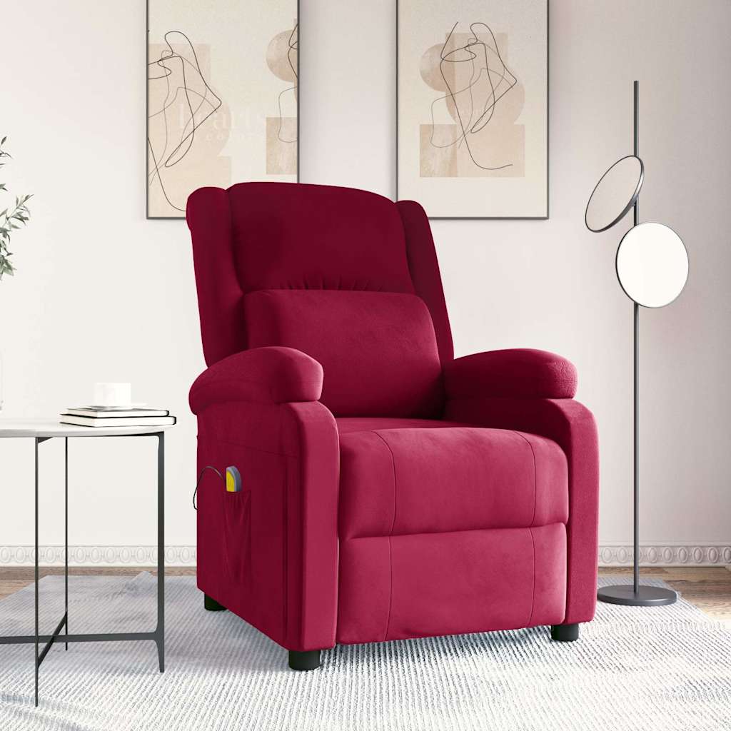 Massage Chair Wine Red Velvet