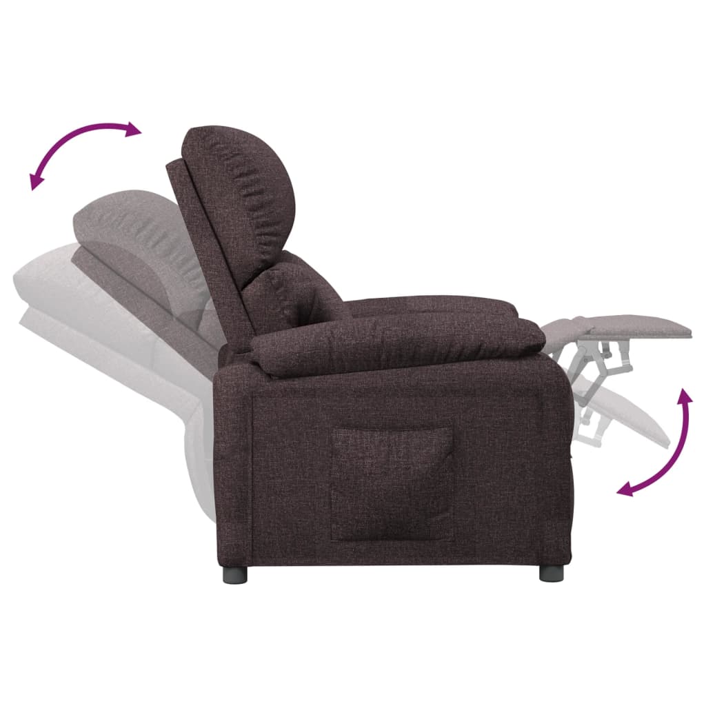 Recliner Chair Dark Brown Fabric