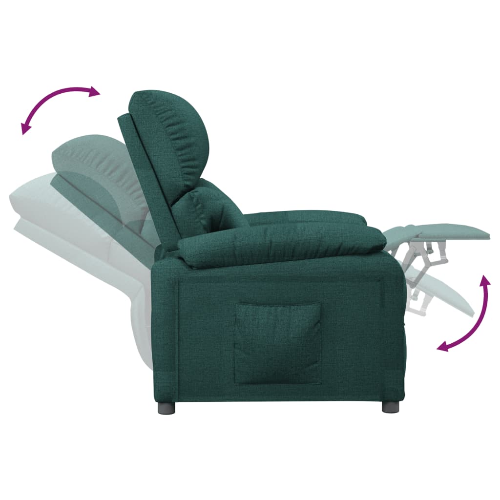 Recliner Chair Dark Green Fabric