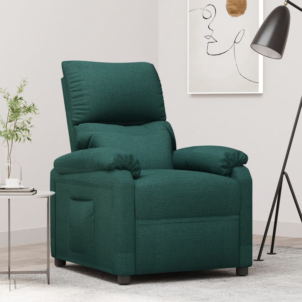 Recliner Chair Dark Green Fabric