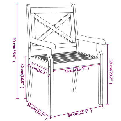 Dining Chair | Set of 8 | Natural Wood | Solid acacia wood | Standard