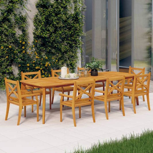 Dining Chair | Set of 8 | Natural Wood | Solid acacia wood | Standard