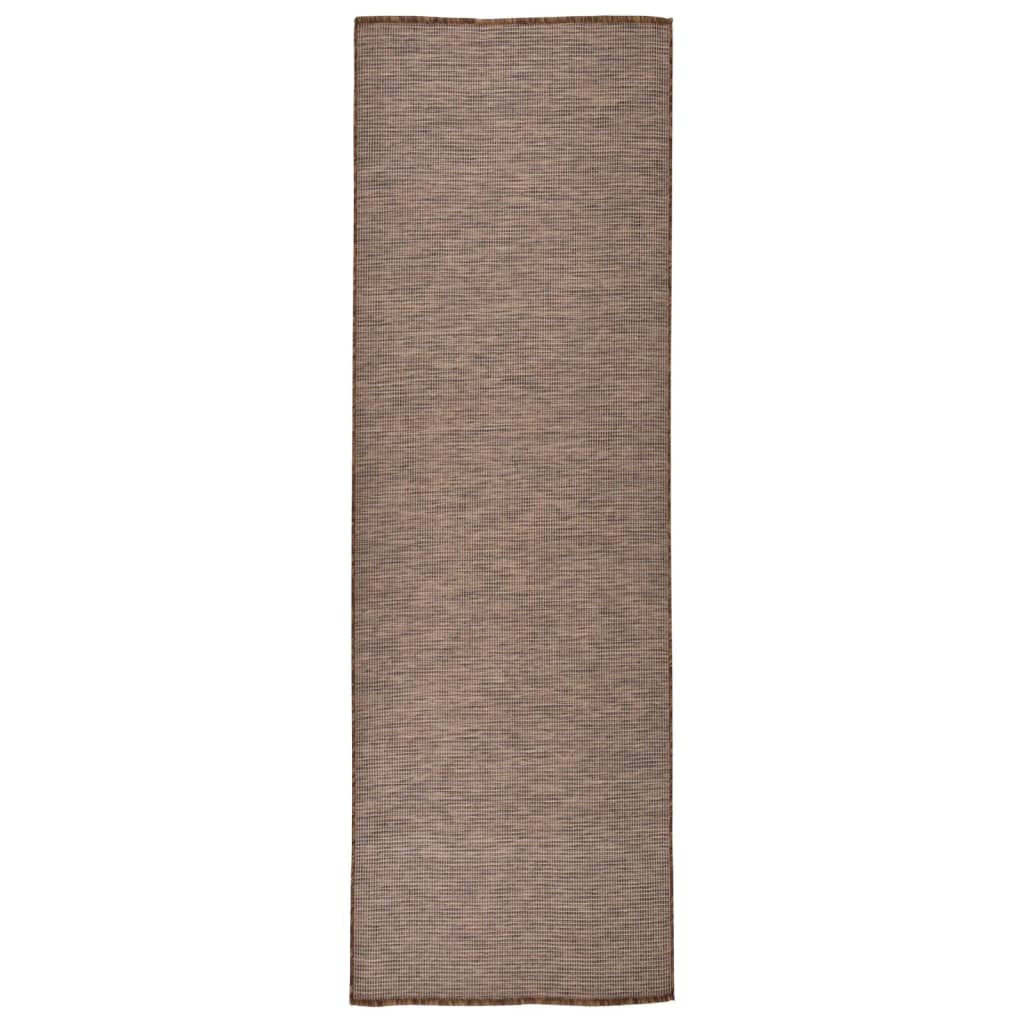 Outdoor Flatweave Rug 80x250 cm Brown