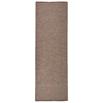 Outdoor Flatweave Rug 80x250 cm Brown