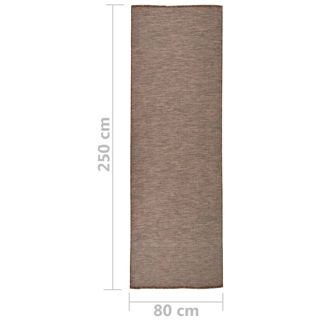 Outdoor Flatweave Rug 80x250 cm Brown