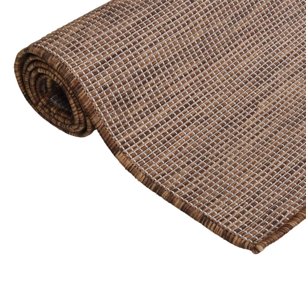 Outdoor Flatweave Rug 120x170 cm Brown