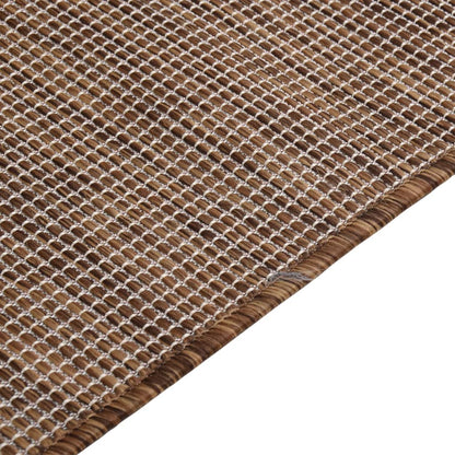 Outdoor Flatweave Rug 120x170 cm Brown