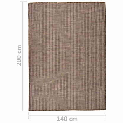 Outdoor Flatweave Rug 140x200 cm Brown
