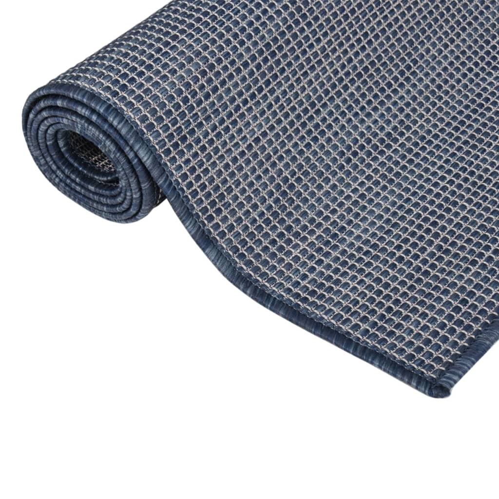 340794 vidaXL Outdoor Flatweave Rug 100x200 cm Blue