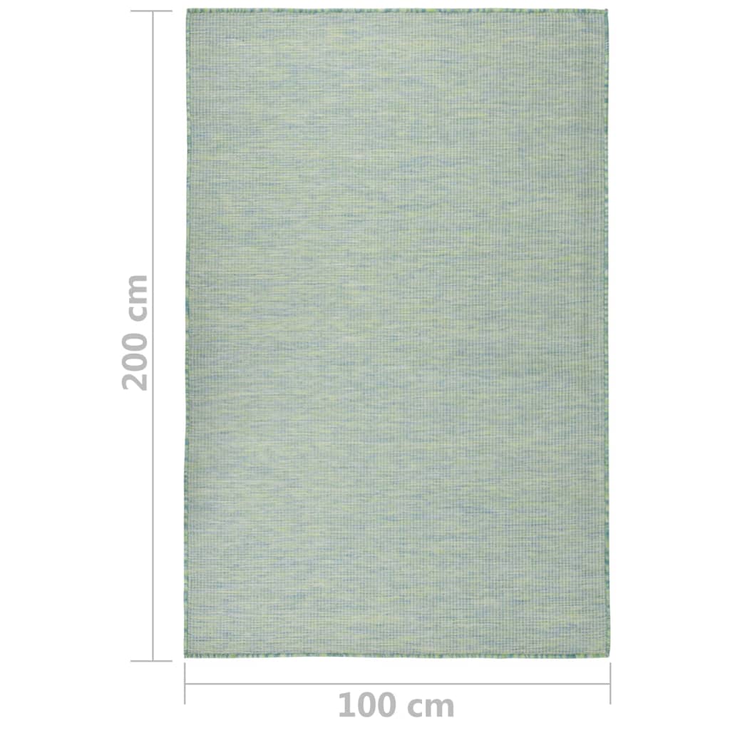 340801 vidaXL Outdoor Flatweave Rug 100x200 cm Turquoise