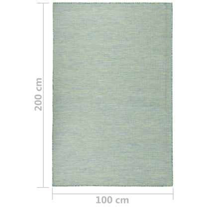340801 vidaXL Outdoor Flatweave Rug 100x200 cm Turquoise