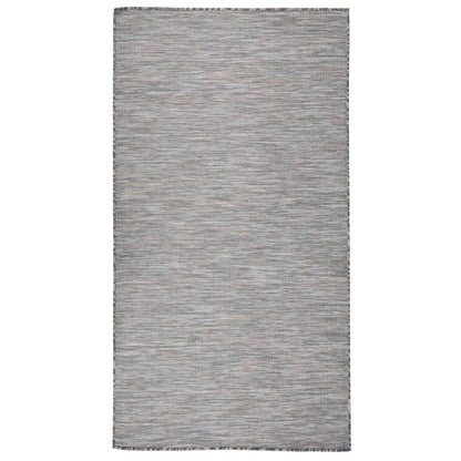 Outdoor Flatweave Rug 80x150 cm Brown and Blue