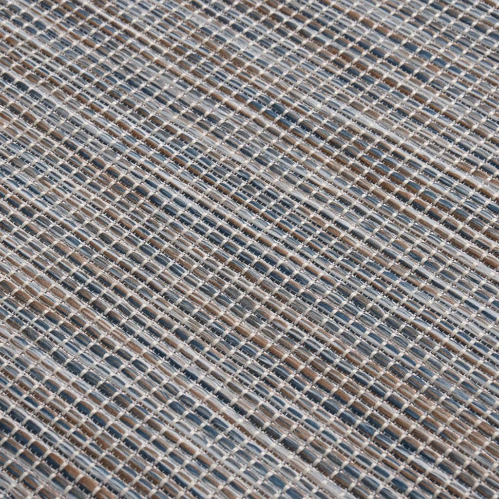 Outdoor Flatweave Rug 80x250 cm Brown and Blue