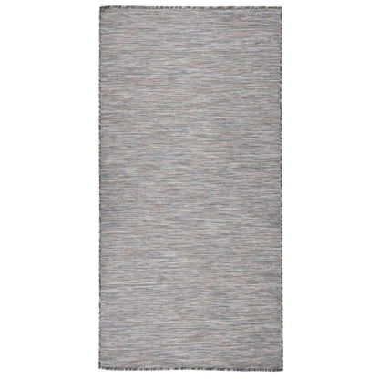 Outdoor Flatweave Rug 100x200 cm Brown and Blue