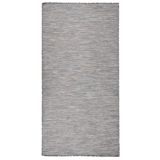 Outdoor Flatweave Rug 100x200 cm Brown and Blue