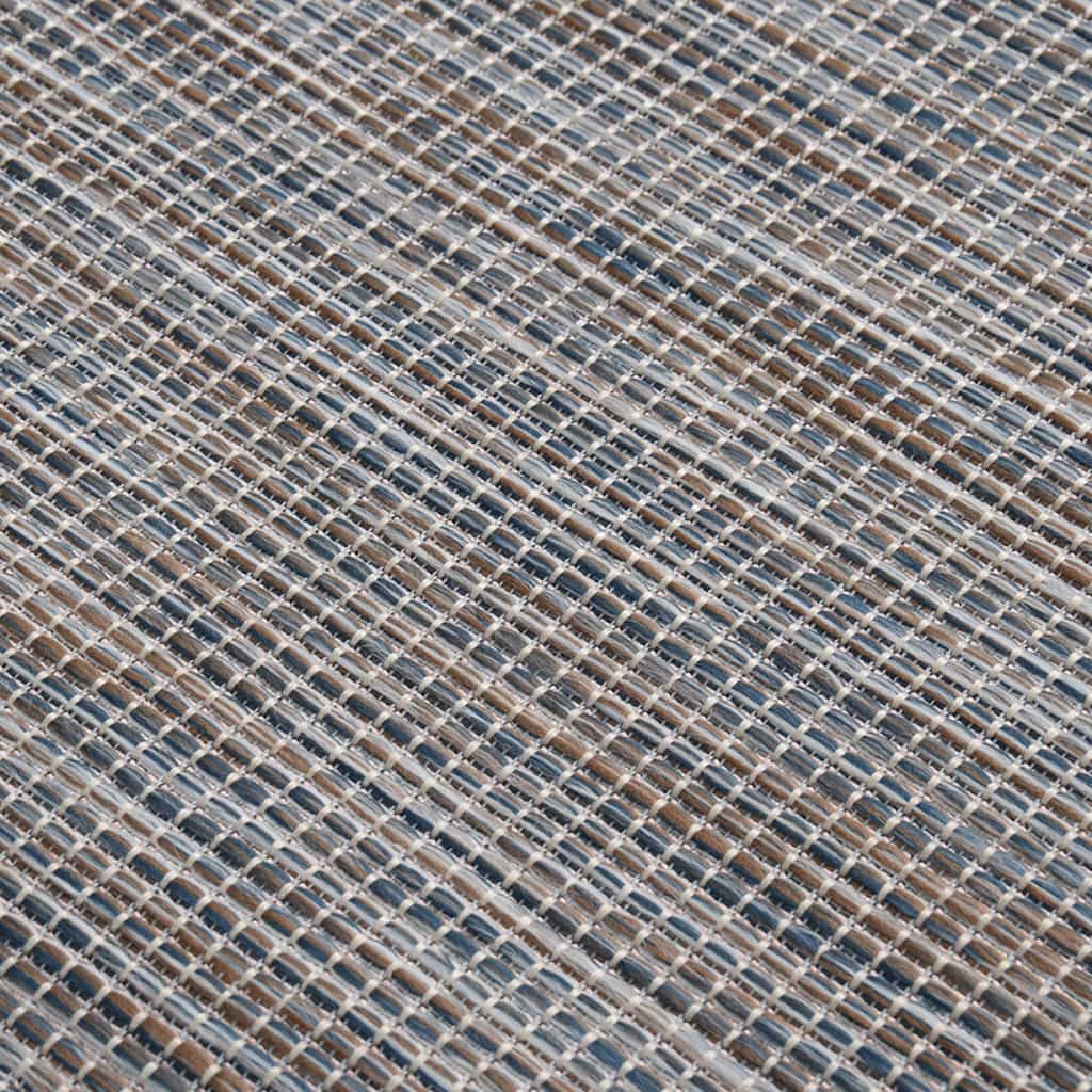 Outdoor Flatweave Rug 160x230 cm Brown and Blue