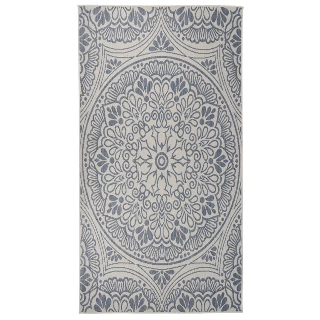340827 vidaXL Outdoor Flatweave Rug 80x150 cm Blue Pattern