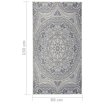 340827 vidaXL Outdoor Flatweave Rug 80x150 cm Blue Pattern