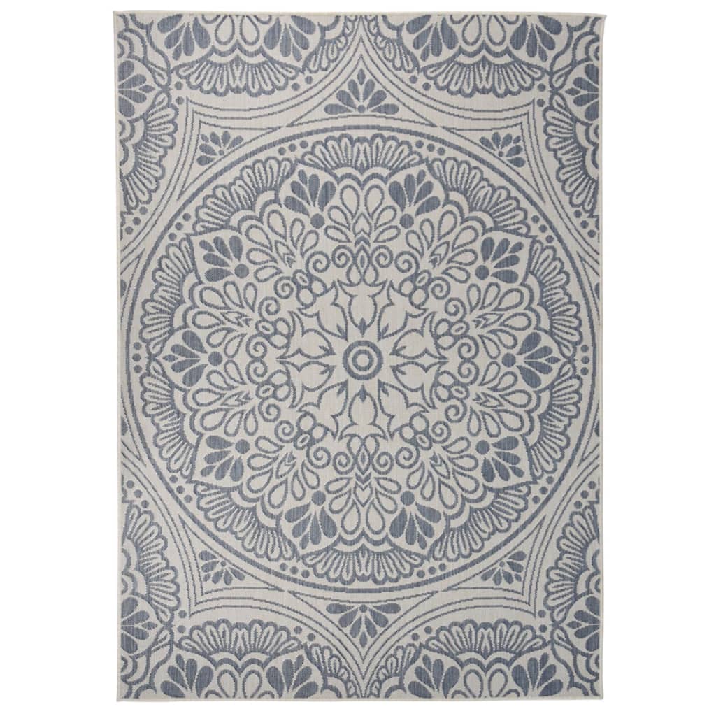 340831 vidaXL Outdoor Flatweave Rug 140x200 cm Blue Pattern