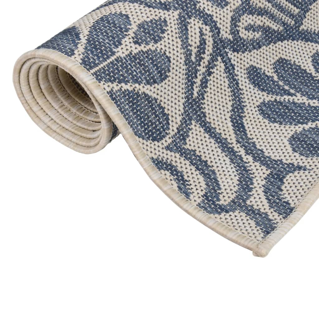 340831 vidaXL Outdoor Flatweave Rug 140x200 cm Blue Pattern