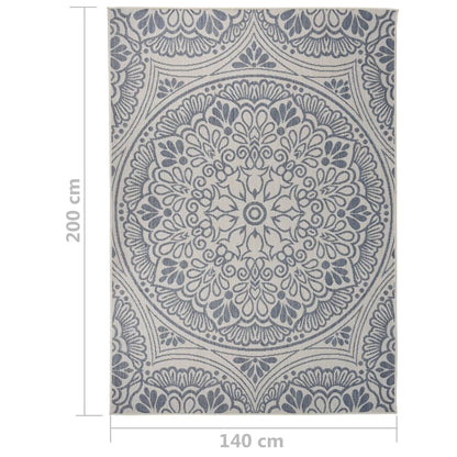340831 vidaXL Outdoor Flatweave Rug 140x200 cm Blue Pattern