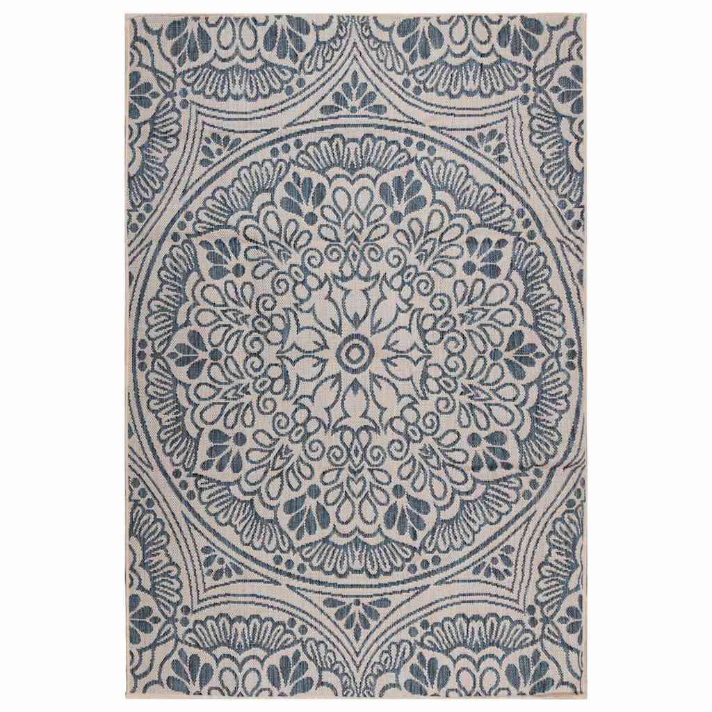 Outdoor Flatweave Rug 160x230 cm Blue Pattern