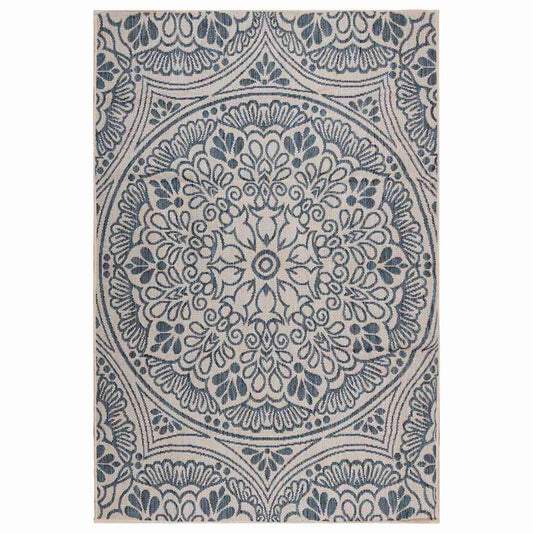 Outdoor Flatweave Rug 160x230 cm Blue Pattern