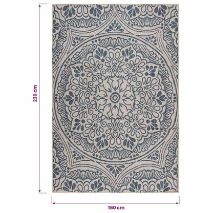 Outdoor Flatweave Rug 160x230 cm Blue Pattern