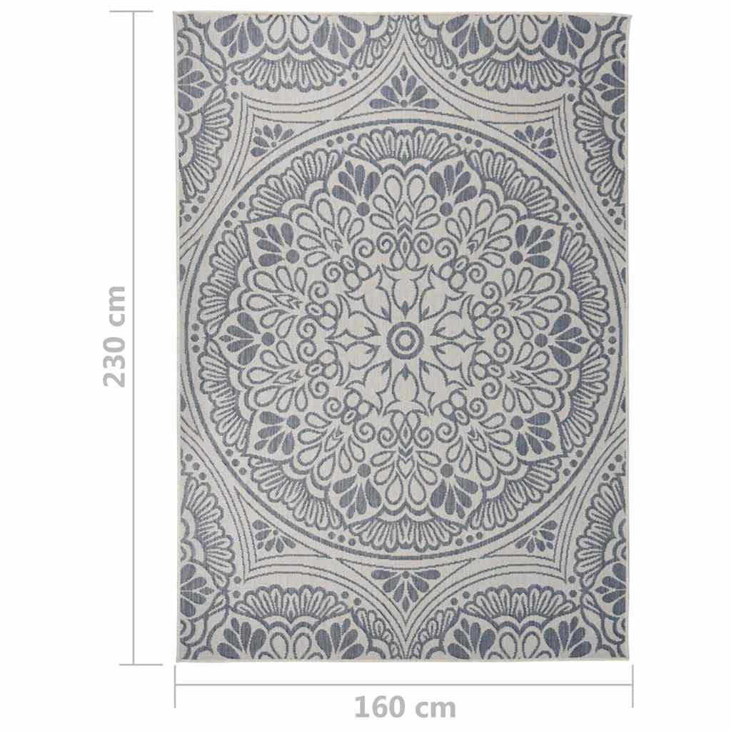 340832 vidaXL Outdoor Flatweave Rug 160x230 cm Blue Pattern