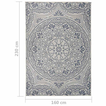 340832 vidaXL Outdoor Flatweave Rug 160x230 cm Blue Pattern