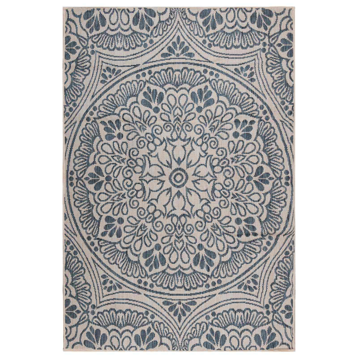 Outdoor Flatweave Rug 160x230 cm Blue Pattern