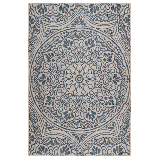 Outdoor Flatweave Rug 160x230 cm Blue Pattern
