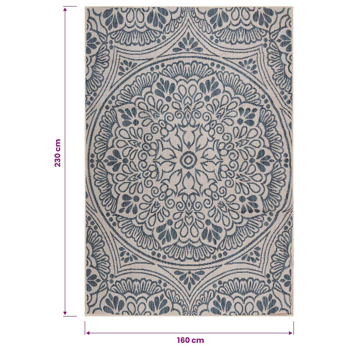 Outdoor Flatweave Rug 160x230 cm Blue Pattern