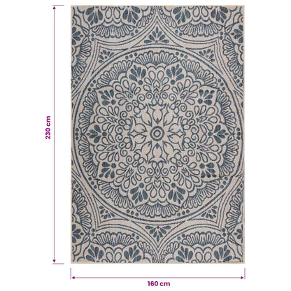 Outdoor Flatweave Rug 160x230 cm Blue Pattern