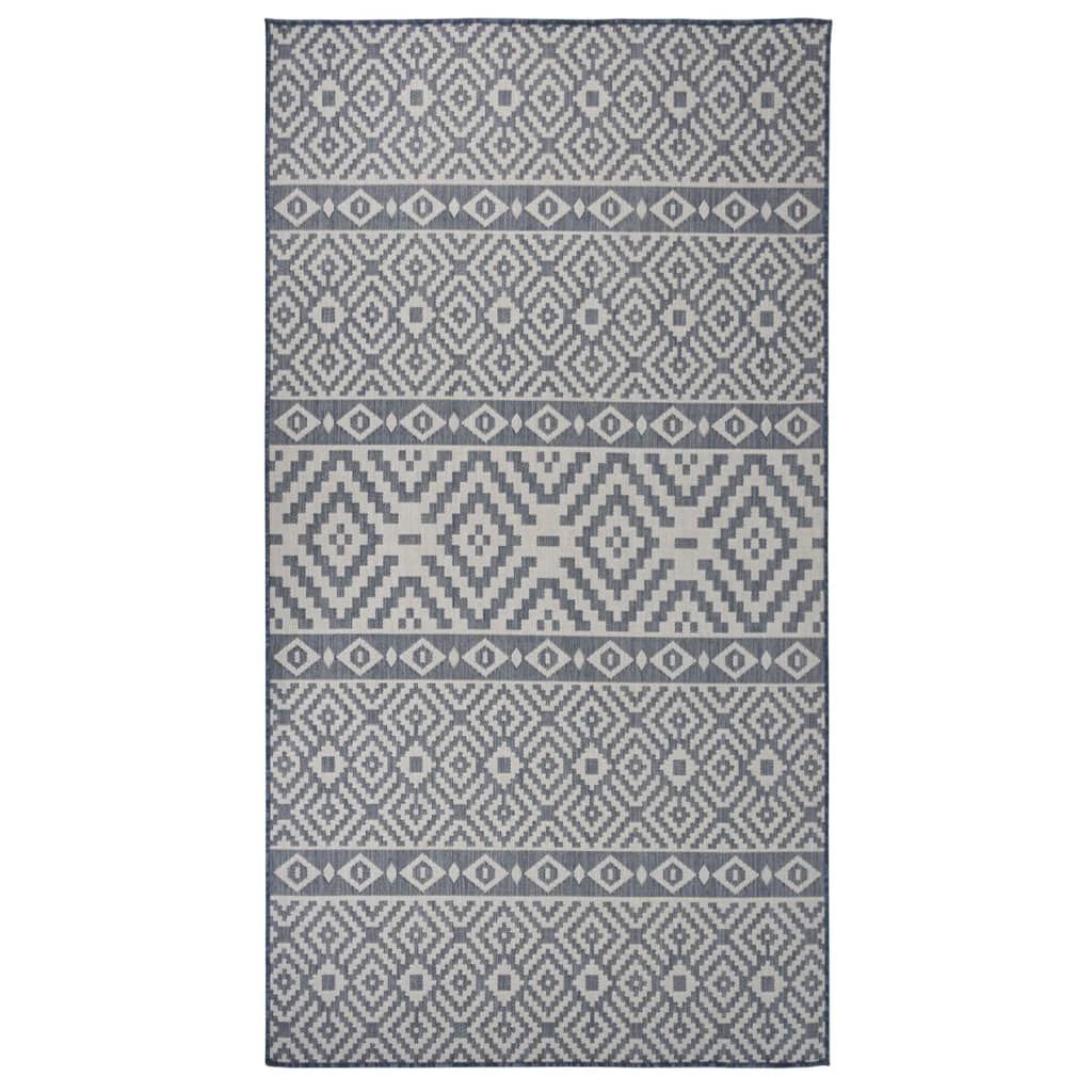 Outdoor Flatweave Rug 80x150 cm Blue Stripes