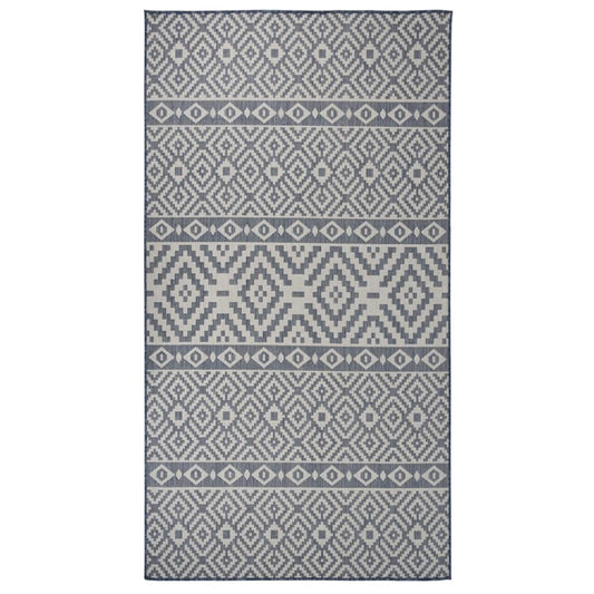 Outdoor Flatweave Rug 80x150 cm Blue Stripes