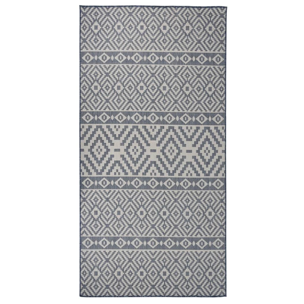 340836 vidaXL Outdoor Flatweave Rug 100x200 cm Blue Stripes