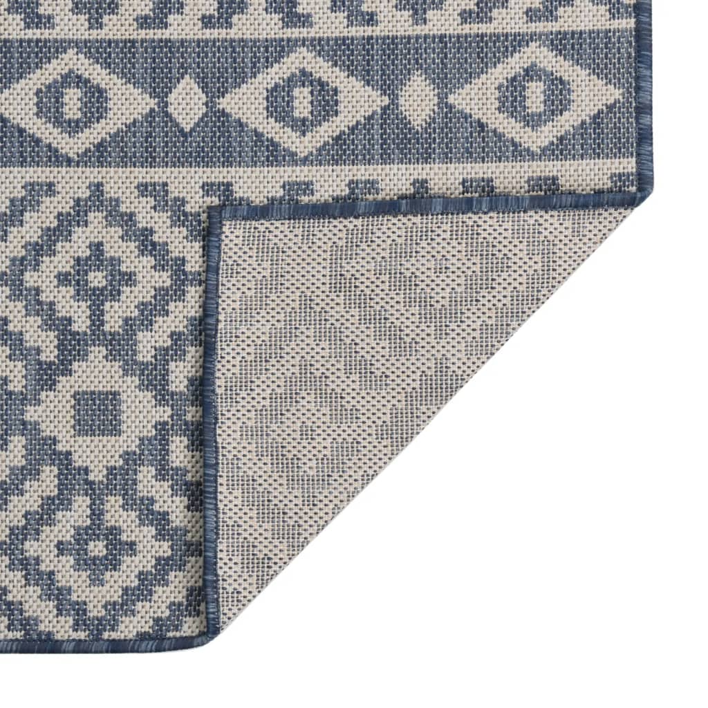 340836 vidaXL Outdoor Flatweave Rug 100x200 cm Blue Stripes